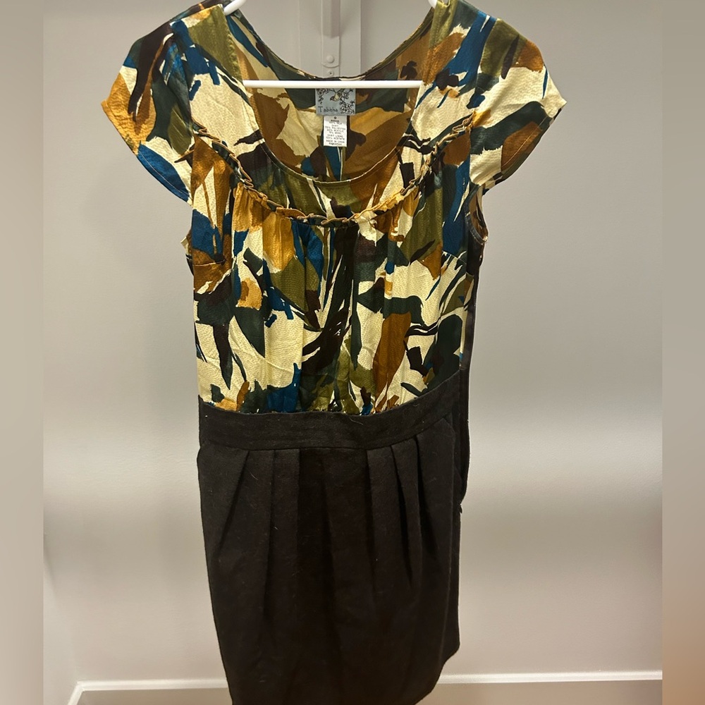 Anthropologie, brown and floral dress size medium
